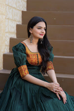 Thumbnail for Jyoti Fashion Women's Green Silk Jacquard Weaving Festive Anarkali Dress - Distacart