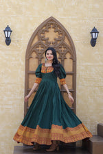 Thumbnail for Jyoti Fashion Women's Green Silk Jacquard Weaving Festive Anarkali Dress - Distacart
