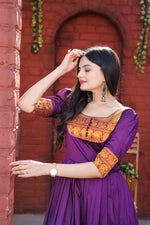 Thumbnail for Jyoti Fashion Women's Purple Silk Jacquard Weaving Festive Anarkali Dress - Distacart