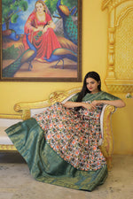 Thumbnail for Jyoti Fashion Women's Green Soft Silk Patola Print with Jacquard Weaving Work Anarkali Dress - Distacart