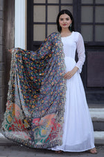 Thumbnail for Jyoti Fashion Women's White Georgette Butti work Partywear Anarkali Dress with Dupatta - Distacart