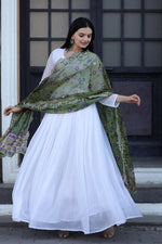 Thumbnail for Jyoti Fashion Women's White Georgette Butti work Partywear Anarkali Dress with Dupatta - Distacart