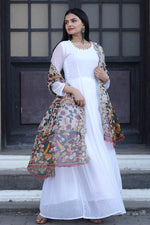 Thumbnail for Jyoti Fashion Women's White Georgette Butti work Partywear Anarkali Dress with Dupatta - Distacart