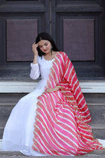 Thumbnail for Jyoti Fashion Women's White Georgette Butti work Partywear Anarkali Dress with Dupatta - Distacart