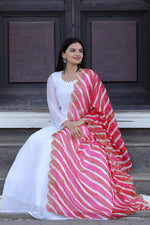 Thumbnail for Jyoti Fashion Women's White Georgette Butti work Partywear Anarkali Dress with Dupatta - Distacart