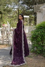 Thumbnail for Jyoti Fashion Women's Purple Faux Georgette 5 Layer Frill Anarkali Dress with Dupatta - Distacart
