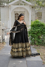 Thumbnail for Jyoti Fashion Women's Black Faux Blooming Sequins Embroidery Anarkali Dress with Dupatta - Distacart