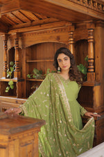 Thumbnail for Jyoti Fashion Women's Green Faux Georgette Embroidered Partywear Anarkali Dress with Dupatta - Distacart