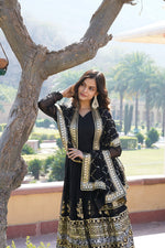 Thumbnail for Jyoti Fashion Women's Black Faux Blooming Sequins Embroidered Partywear Anarkali Dress with Dupatta - Distacart