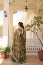 Thumbnail for Jyoti Fashion Women's Mehendi Faux Georgette Embroidered Partywear Anarkali Dress with Dupatta - Distacart