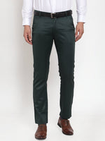 Thumbnail for Jainish Men's Olive Tapered Fit Formal Trousers - Distacart