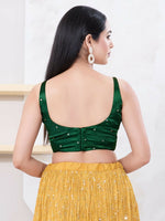 Thumbnail for Joban Fashion Bottle-Green Gajji Silk Sleeveless Back Open Blouse