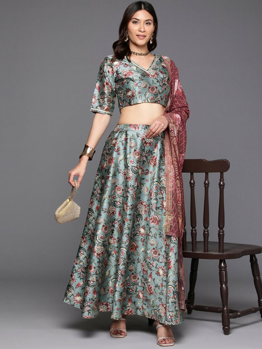 Ahalyaa women's wear Traditional wear lehenga choli - Green - Distacart