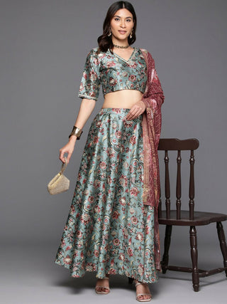 Ahalyaa women's wear Traditional wear lehenga choli - Green - Distacart