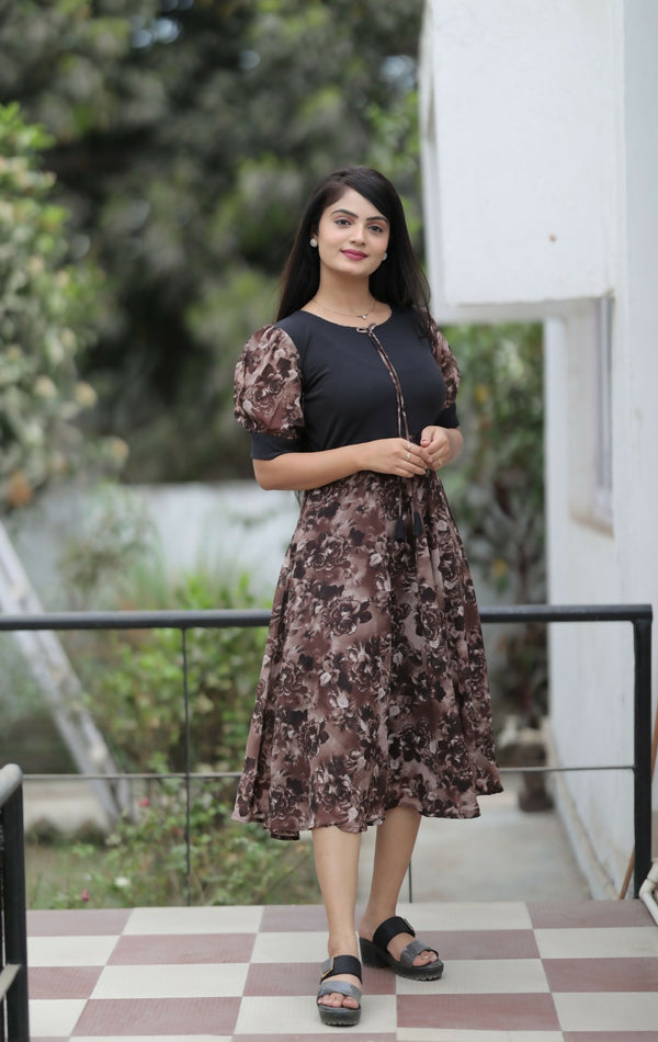 Preksha Creation Women Top Georgette Fabric With Lining With Digital Print - Black - Distacart