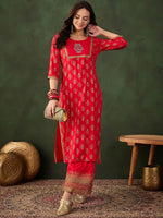 Thumbnail for Sangria Printed Kurta With Palazzo