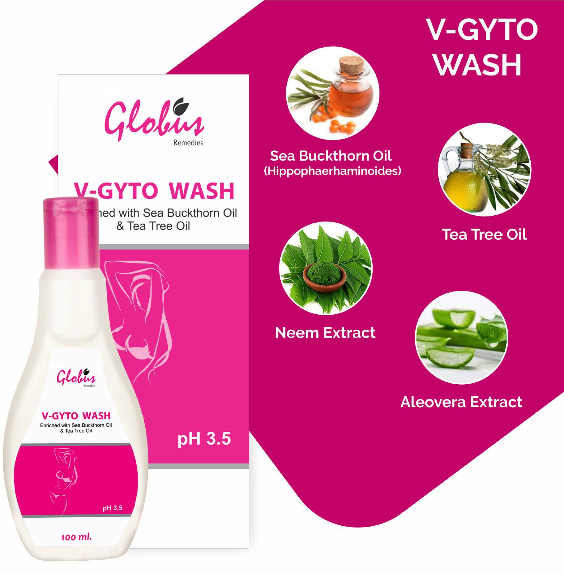 Globus Remedies V - Gyto wash enriched with Sea Buckthorn oil & Tea Tree oil