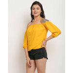 Thumbnail for Aastha Fashion Women's Yellow Polyester Solid Casual Top - Distacart