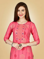 Thumbnail for Jyoti Fashion Women's Pink Viscose Rayon Embroidered Kurta Pant Set - Distacart