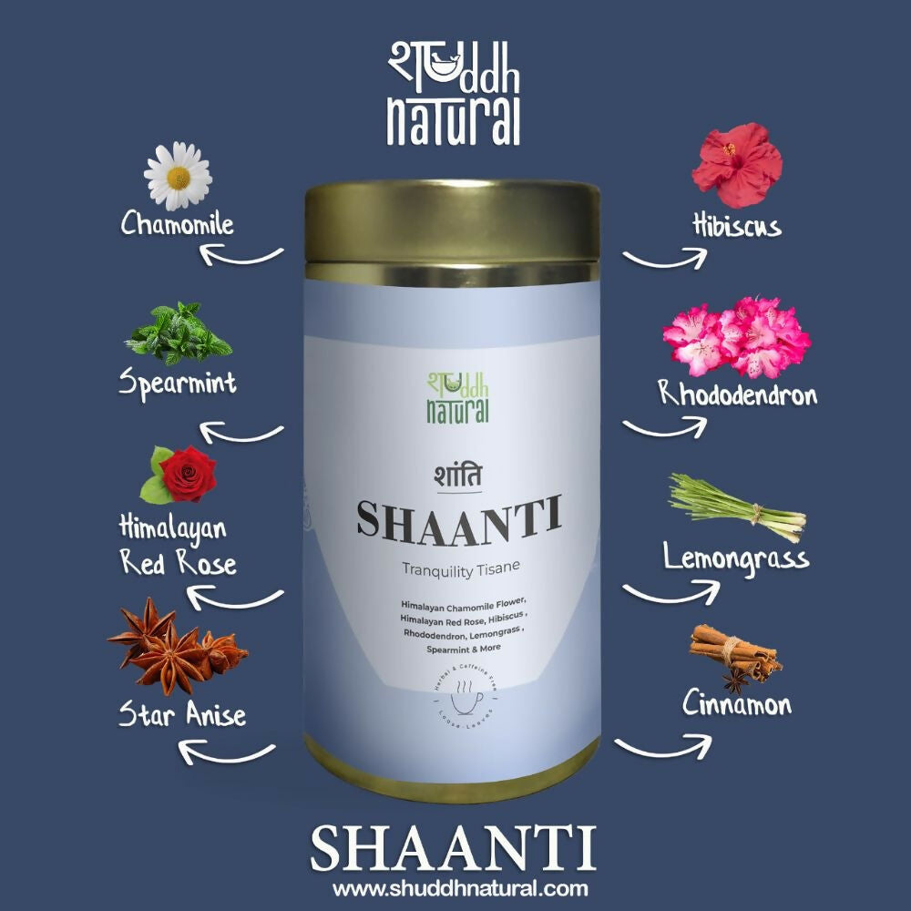 Shuddh Natural Calming Stress Relief Inside-Out Detox Shaanti Floral Tisane - Distacart