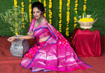 Thumbnail for Jyoti Fashion Women's Pink Soft Handloom Silk Zari Woven Saree with Blouse - Distacart