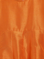 Thumbnail for Ahalyaa Orange Poly Silk Anarkali Kids Kurta With Dupatta Set For Girls - Distacart