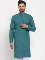 Thumbnail for Jompers Men's Green & White Solid Kurta Only - Distacart