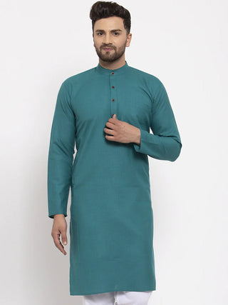Jompers Men's Green & White Solid Kurta Only - Distacart