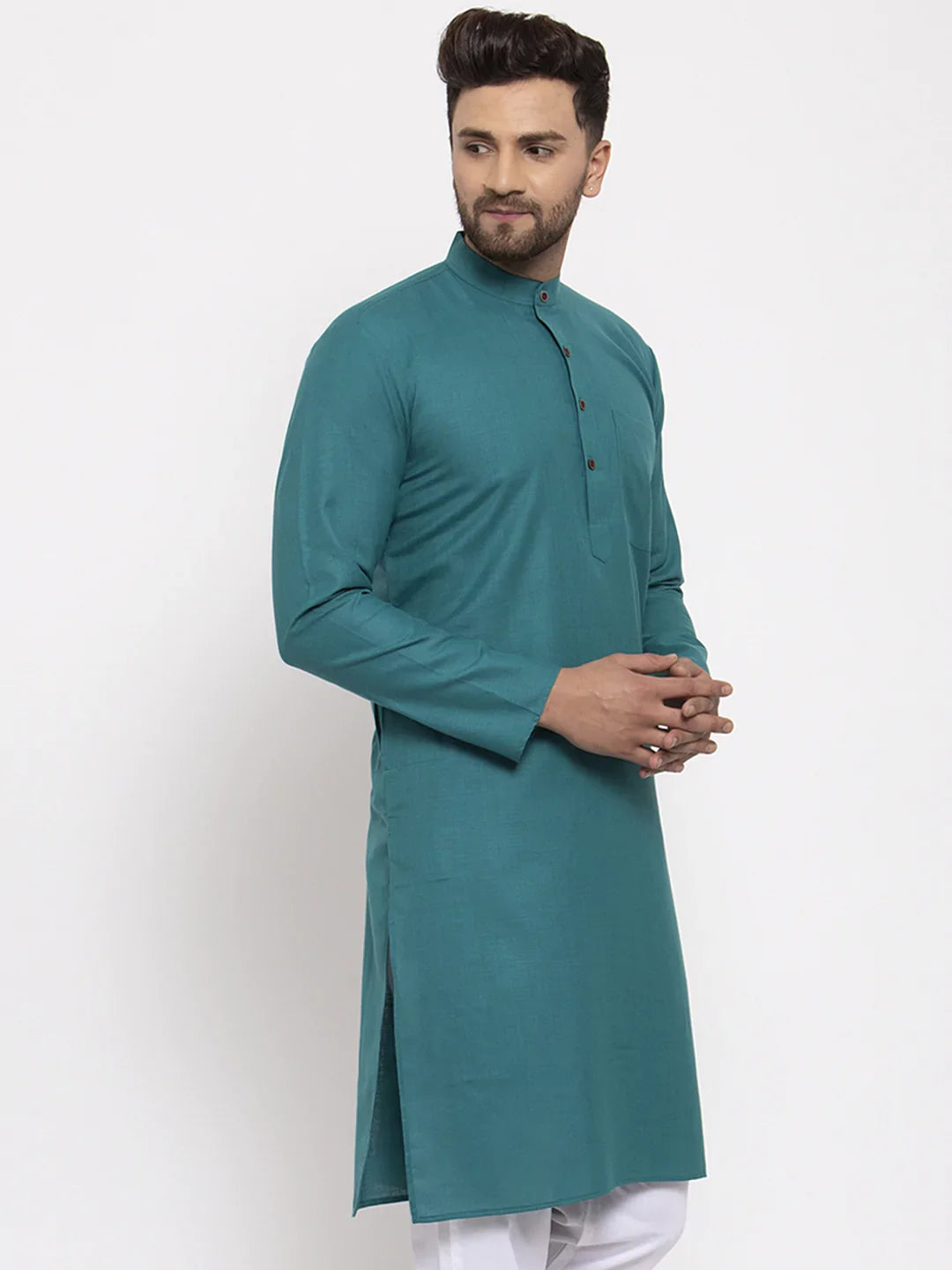 Jompers Men's Green & White Solid Kurta Only - Distacart