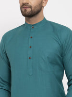 Thumbnail for Jompers Men's Green & White Solid Kurta Only - Distacart