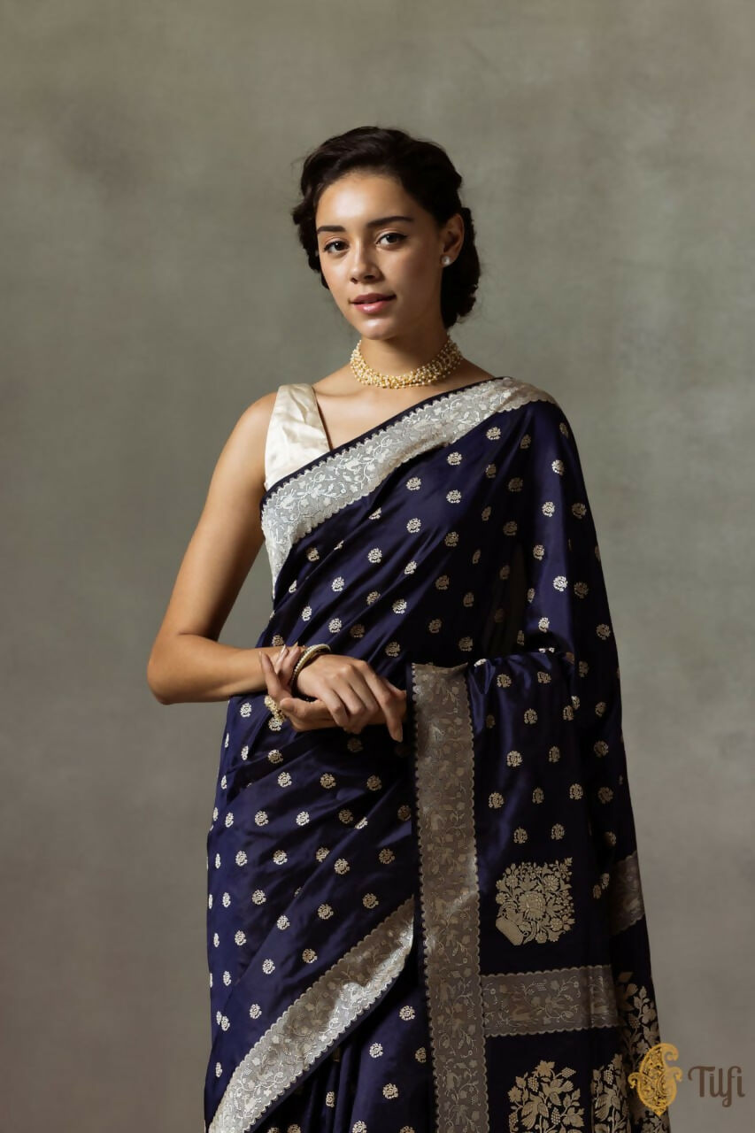 Preksha Creation Indian Style Banarasi Soft Silk Women Saree - Blue - Distacart