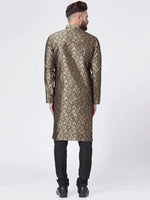 Thumbnail for Jompers Men's Golden & Black Self Design Kurta with Churidar - Distacart