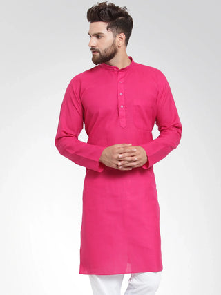 Jompers Men's Pink & White Solid Kurta Only - Distacart