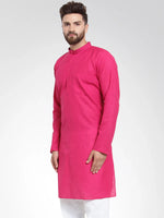 Thumbnail for Jompers Men's Pink & White Solid Kurta Only - Distacart