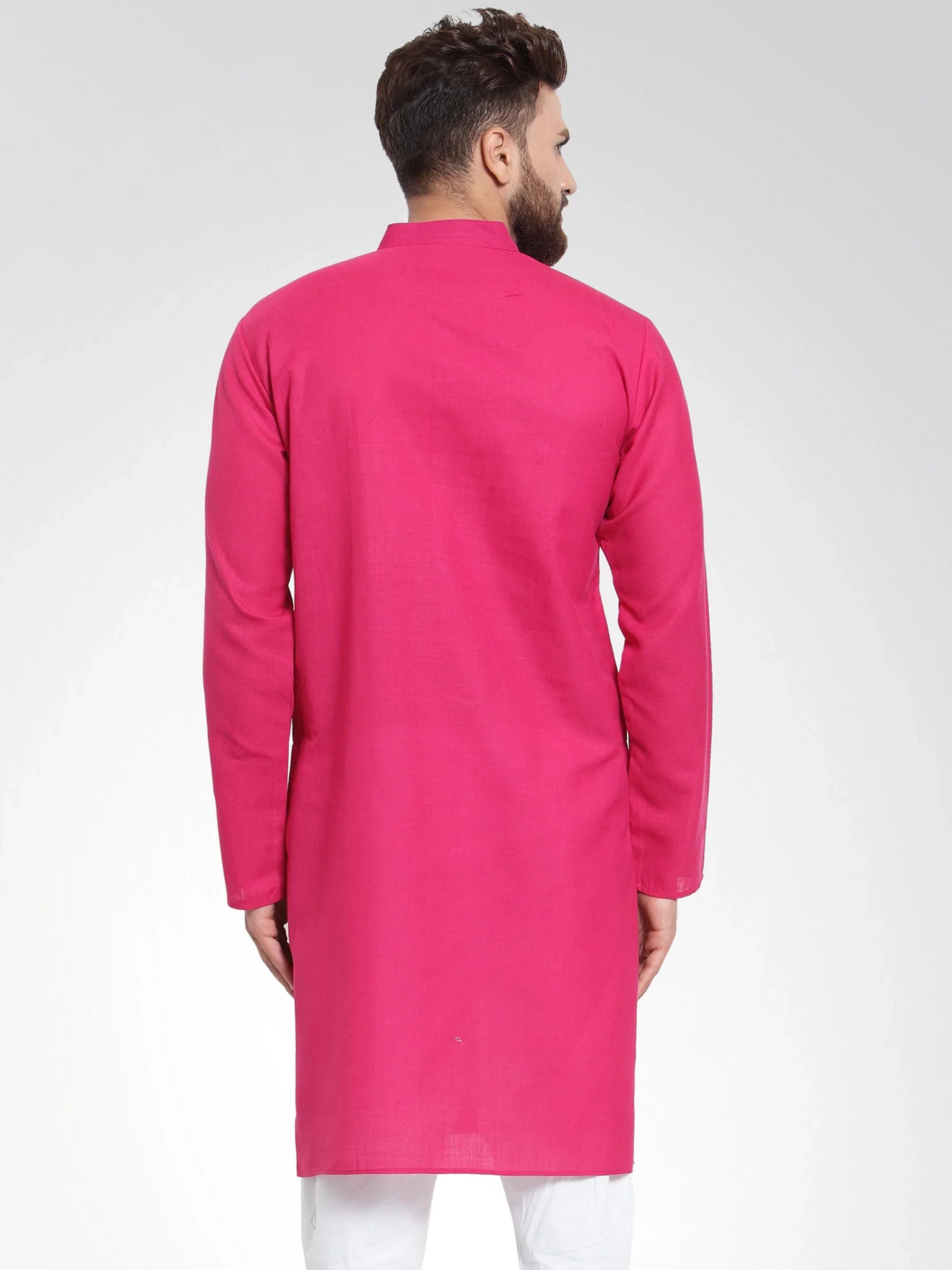 Jompers Men's Pink & White Solid Kurta Only - Distacart