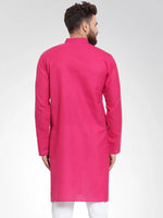 Thumbnail for Jompers Men's Pink & White Solid Kurta Only - Distacart