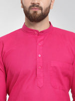 Thumbnail for Jompers Men's Pink & White Solid Kurta Only - Distacart