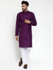 Jompers Men's Purple & White Solid Kurta with Churidar - Distacart