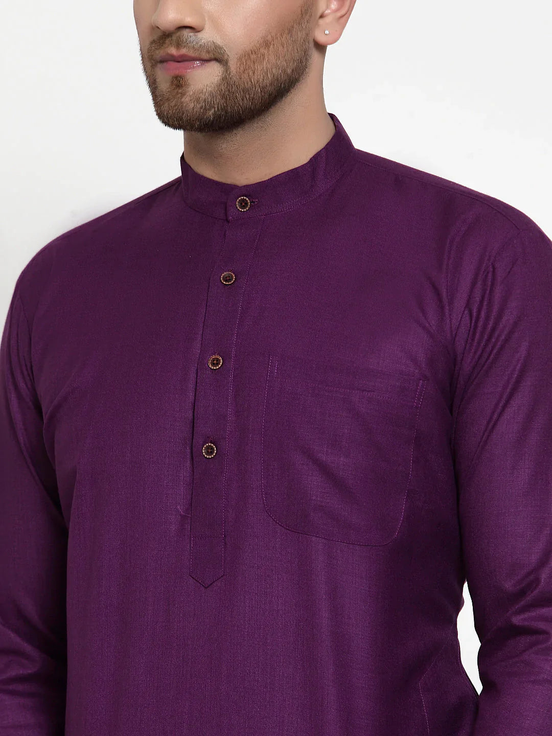 Jompers Men's Purple & White Solid Kurta with Churidar - Distacart