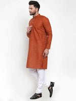Thumbnail for Jompers Men's Brown Chikan Kurta with Churidar - Distacart
