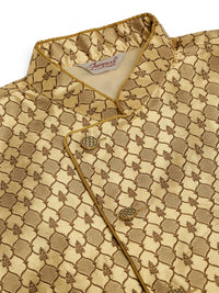 Thumbnail for Jompers Men's Woven Design Waistcoat - Golden - Distacart