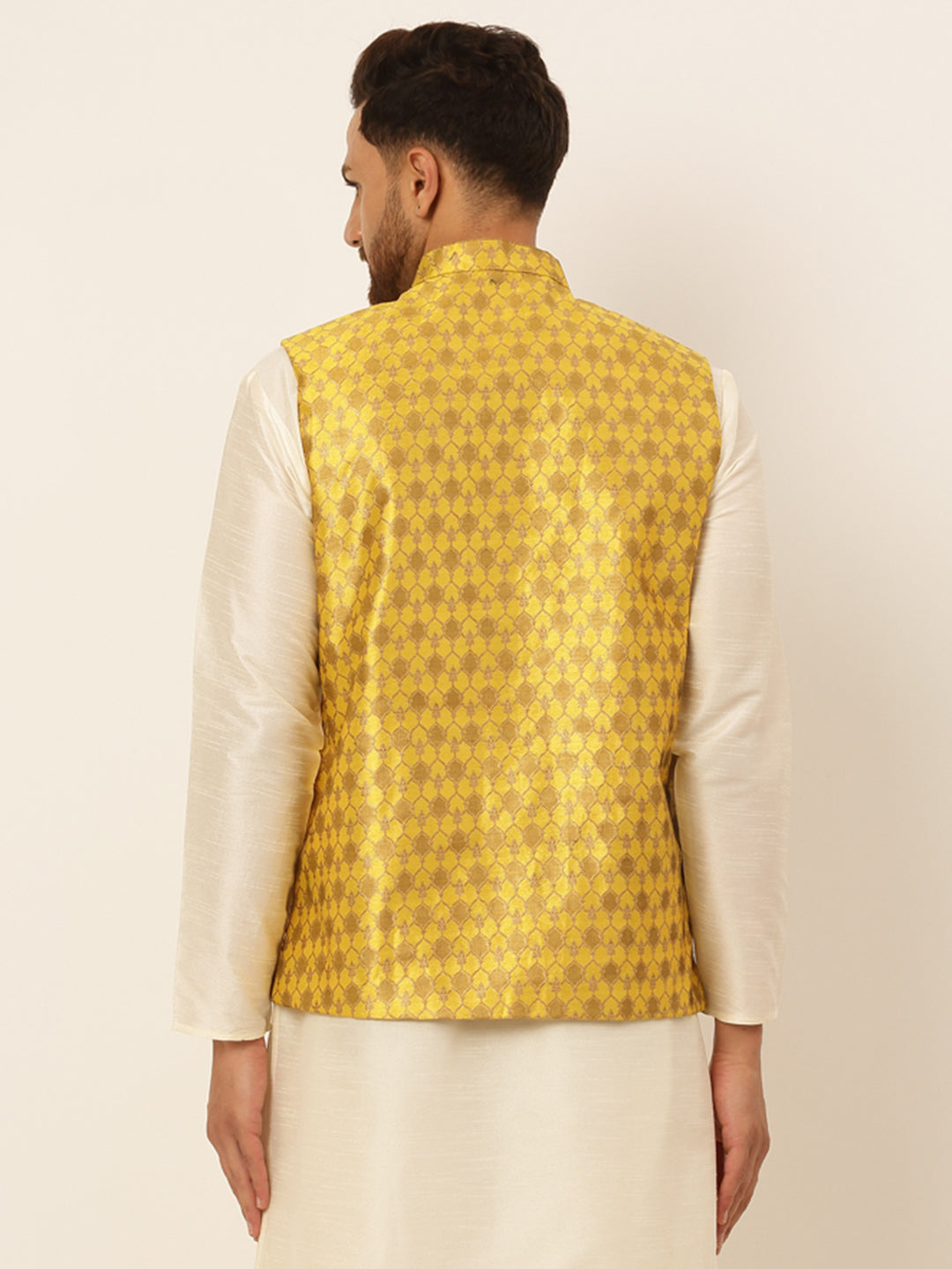 Jompers Men's Woven Design Waistcoat - Mustard - Distacart