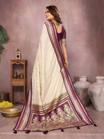 Thumbnail for Aastha Fashion Cream Kalamkari Silk Weaving Saree - Distacart