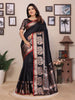 Elora Black Soft Silk Solid Self Jacquard Weaving Banarasi Saree - Dista