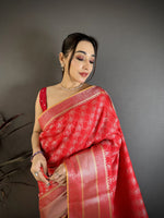 Thumbnail for Elora Red Banarasi Silk  Delicate Patterns Kanjivaram Sarees - Dista