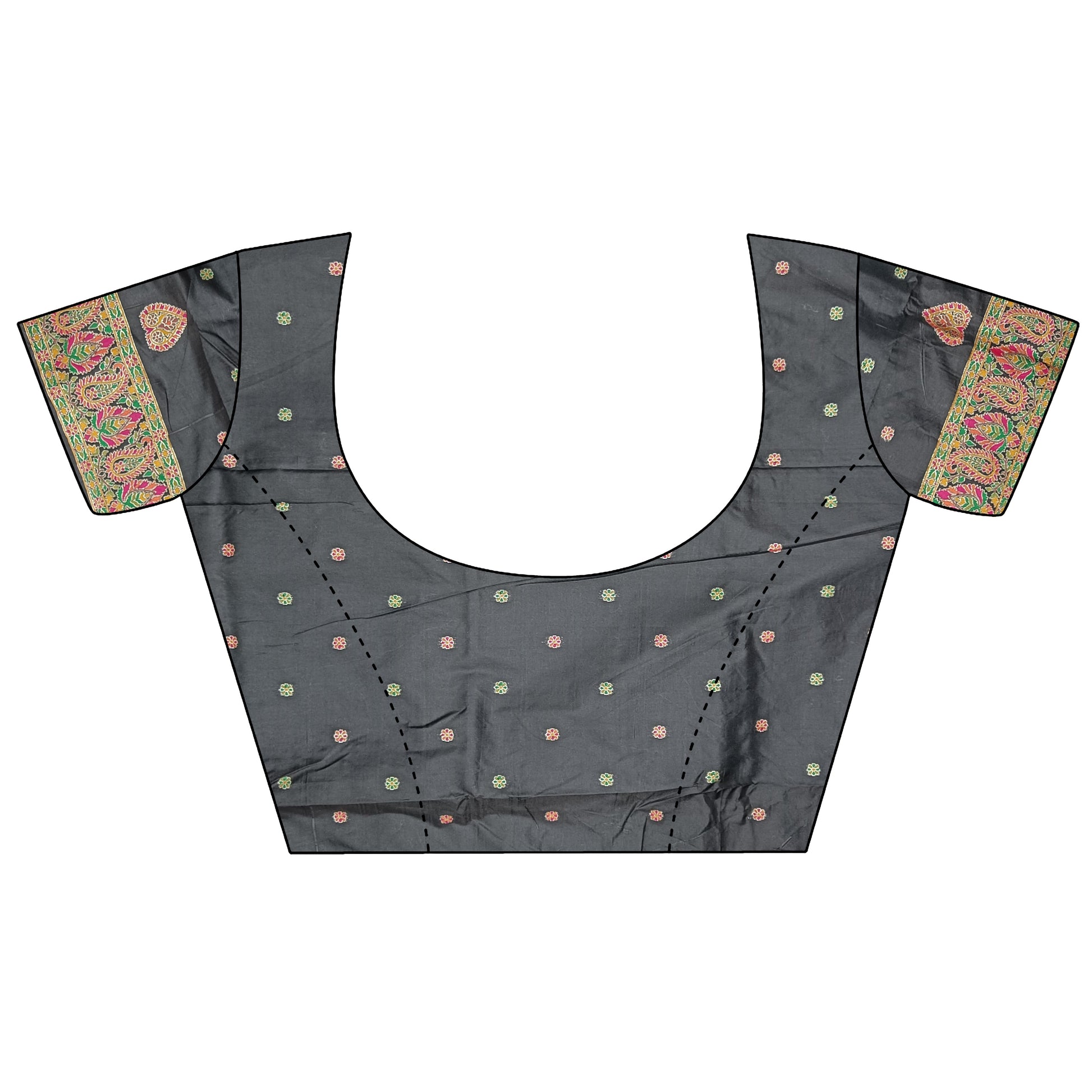 Elora Black Silk Meena Weaving Pashmina Work Kashmiri Saree - Dista