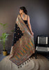 Elora Black Silk Meena Weaving Pashmina Work Kashmiri Saree - Dista