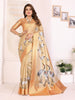 Elora Golden Soft Tissue Silk Cranes Floral Digital Printed Saree - Dista