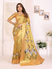 Elora Yellow Soft Tissue Silk Cranes Floral Digital Printed Saree - Dista