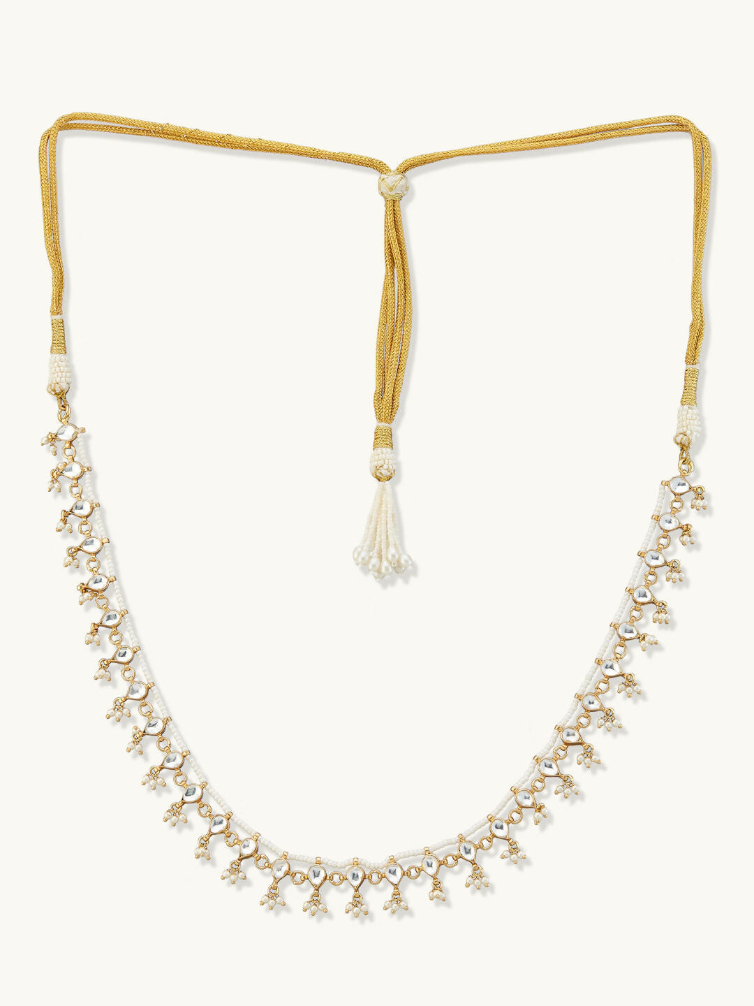 Nuyug 22K Gold-Plated Pearl Drops Matha Patti cum Necklace